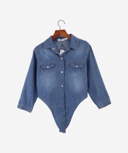 Denim Jean Top Jacket Sleeve Crop Women